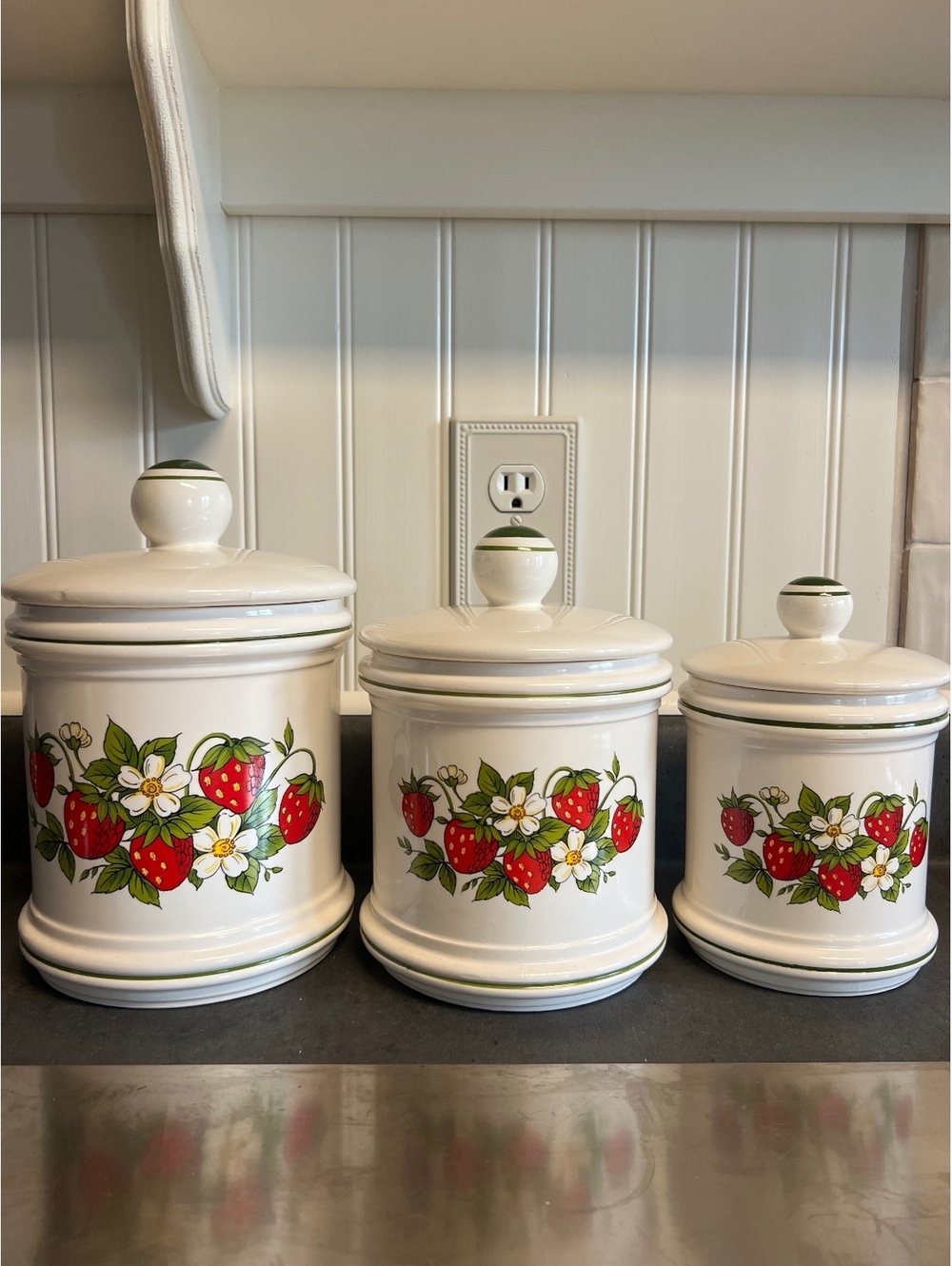 Vintage Sears Roebuck Strawberry Canisters